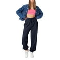 thumbnail image 1 of Chiccall Womens Sweatpants Casual Fall Wide Leg Pants Elastic High Waisted Drawstring Elastic Bottom Joggers Loose Stretch Comfy Running Trousers, 1 of 7
