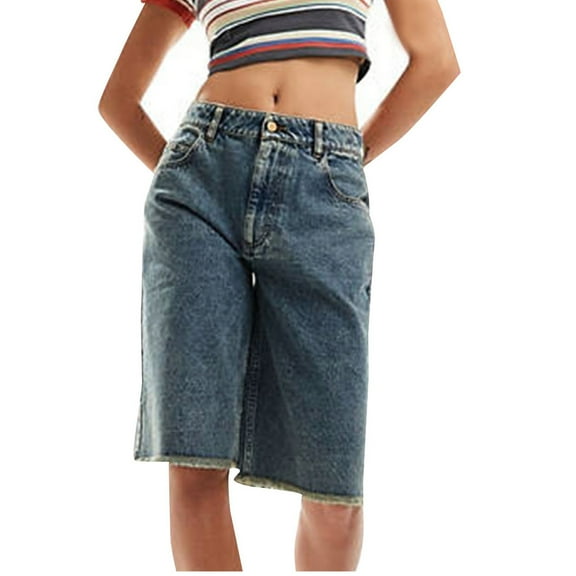 Womens Jorts Baggy Jeans Jorts Outfits Mid-Low Waisted Denim Y2K Shorts Summer Hot Short Pants Streetwear