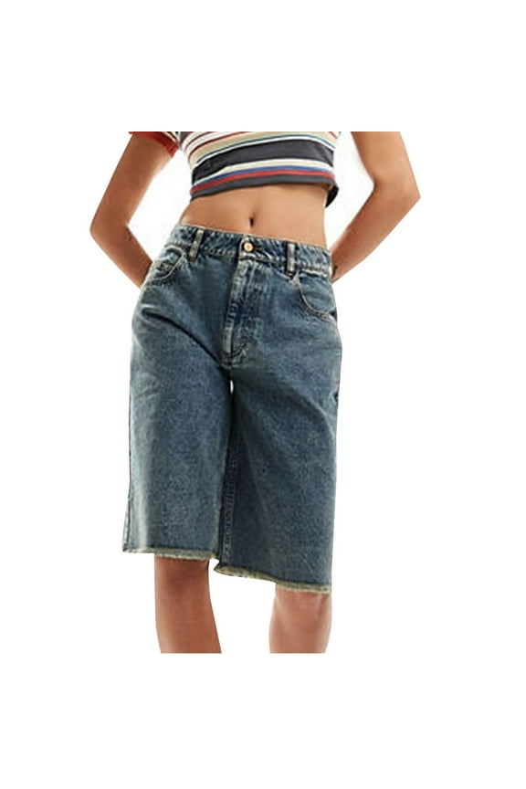 Womens Jorts Baggy Jeans Jorts Outfits Mid-Low Waisted Denim Y2K Shorts Summer Hot Short Pants Streetwear