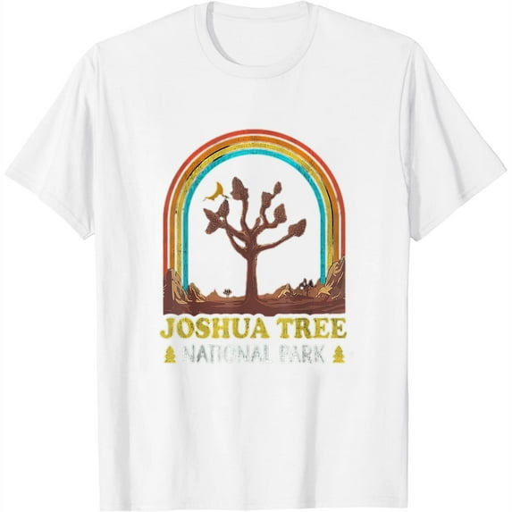 Womens Joshua Tree National Park Vintage 70S 80S Camping Hiking T-Shirt White Large