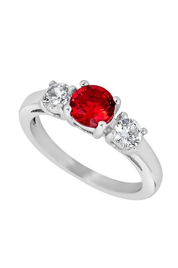 Womens July Birthstone Ring Ruby Red Cubic Zirconia Stainless Steel Engagement Band Fantasy Forge Jewelry