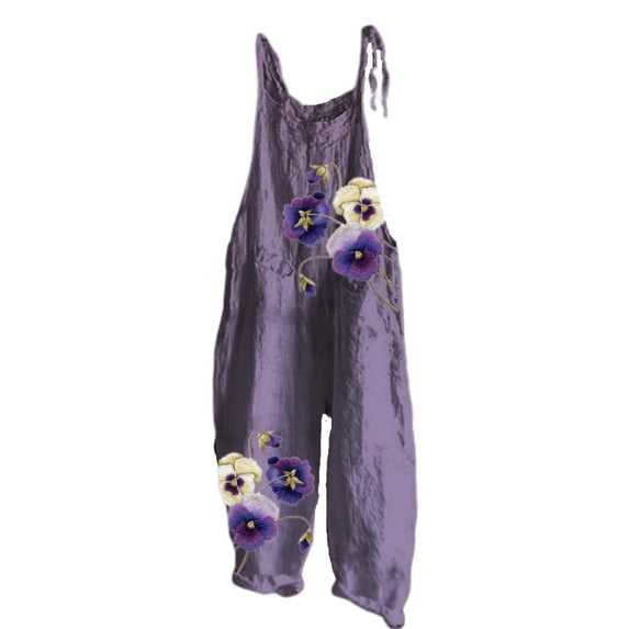 Womens Jumpsuit 2026 Trendy Printed Casual Sleeveless Comfy Loose Fit One Piece Overalls Plus Size Jumpsuit