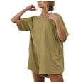thumbnail image 1 of Womens Jumpsuit Casual Summer Short Sleeve Backless Loose Athletic Beach Shorts Outwear,Gold,2XL, 1 of 5