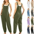 thumbnail image 1 of Womens' Jumpsuit with Tummy Control Fashion Fashion and Casual Cold Shoulder Jumpsuit Solid Button Suspender Jumpsuits Wide Pocket Leg Pant Gift for Women Up to 65% off, 1 of 7
