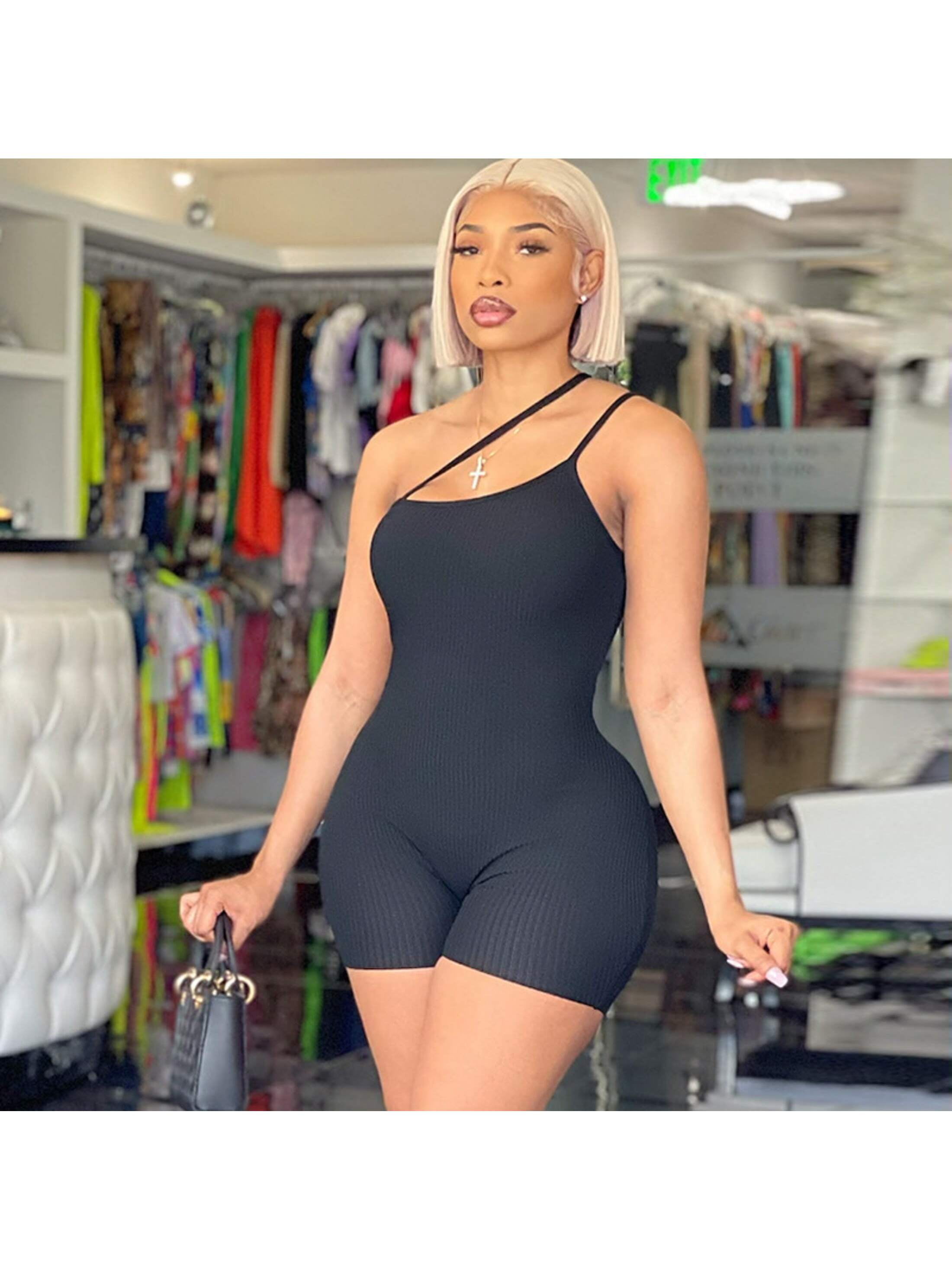 Vrouwen Workout Naadloze Jumpsuit Yoga Geribbelde Bodycon Een Stuk