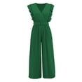 Womens Jumpsuit V Neck Splicing Jumpsuit Straight Pants Simple and
