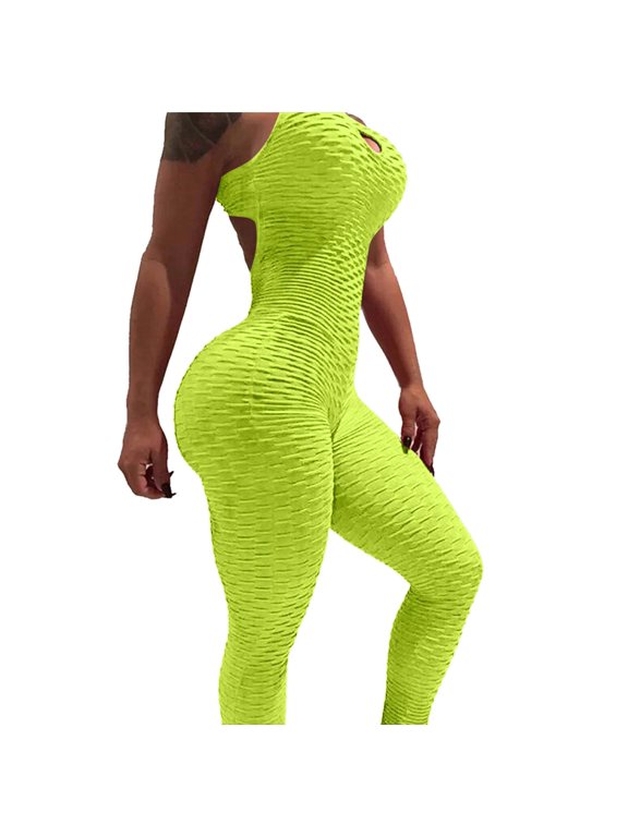 Womens Jumpsuits Backless Workout Textured Activewear Jumpers for Women