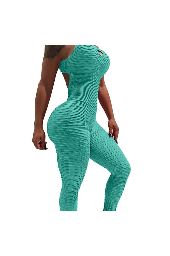 Womens Jumpsuits Backless Workout Textured Activewear Jumpers for Women