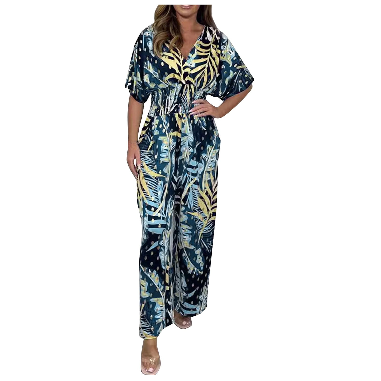 Womens Jumpsuits Casual Summer Onesie Rompers Womens Floral Vacation