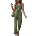 thumbnail image 1 of Womens Jumpsuits Dressy Summer Sleeveless U-Neck Casual Wide Leg Long Pants Rompers 2025 Green M, 1 of 7
