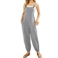 thumbnail image 1 of Womens Jumpsuits Sleeveless Casual Solid Summer Wide Leg Bib Pants Bottons With Button Pockets Jumpsuits for Women, 1 of 7