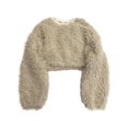 thumbnail image 1 of Womens (Junior's) Plush Beige Tan Fuzzy Cropped Pull-Over Sweater X-Large, 1 of 2
