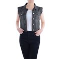 thumbnail image 1 of Womens Juniors Cotton Denim Blue Sleeveless Crop Jacket Jean Vest, 1 of 5