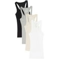 thumbnail image 1 of Womens & Juniors Racerback Ribbed Knit Athletic Camisole Long Tank Top - 4 or 6 Pack, 1 of 2