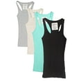 thumbnail image 1 of Womens & Juniors Racerback Ribbed Knit Athletic Camisole Long Tank Top - 4 or 6 Pack, 1 of 1