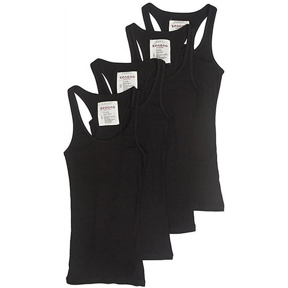 Womens & Juniors Racerback Ribbed Knit Athletic Camisole Long Tank Top - 4 or 6 Pack