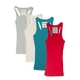thumbnail image 1 of Womens & Juniors Racerback Ribbed Knit Athletic Camisole Long Tank Top - 4 or 6 Pack, 1 of 1