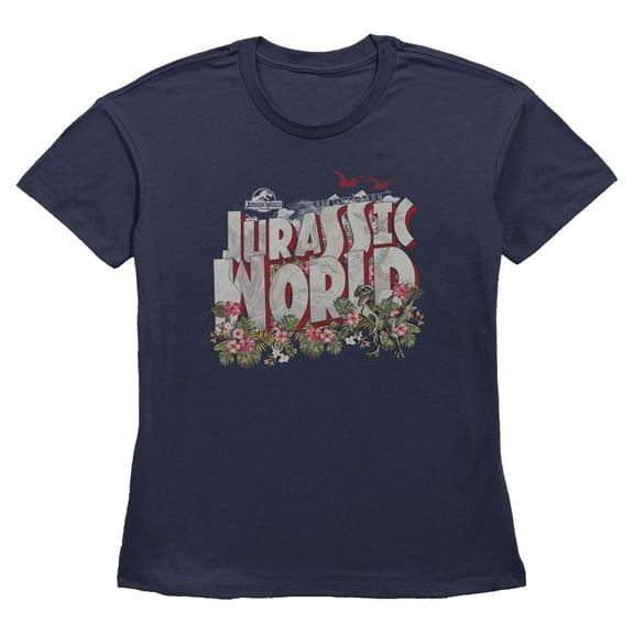 Womens Jurassic World Cartoon Floral Logo T Shirt