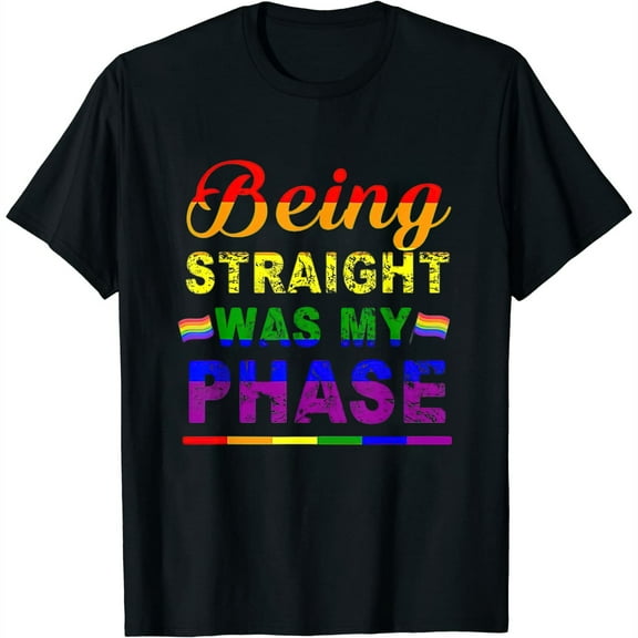 Womens Just A Phase: Lesbian & Gay | Cute & Funny Lgbt T-Shirt T-Shirt Black Small