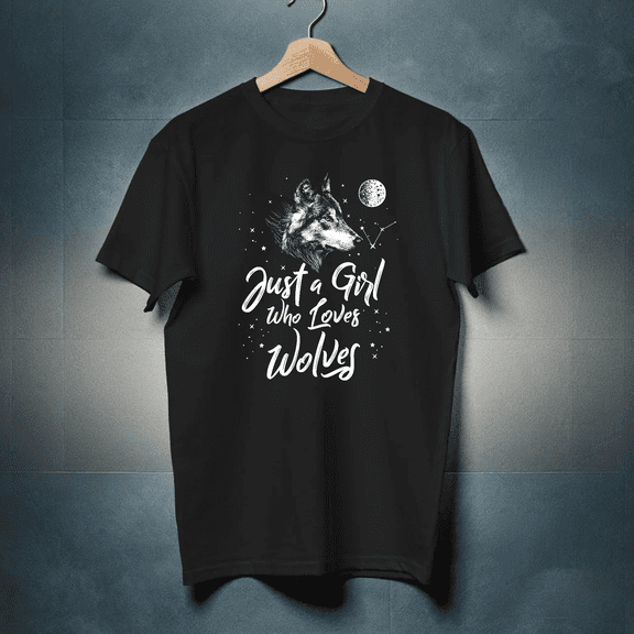Womens Just Girl Who Loves Wolves Wolf Women Girls, Animal G17511 Unisex T-Shirt, Up to Size 5XL