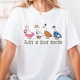 thumbnail image 1 of Womens "Just A Silly Goose" Fun Goose Graphic Tees Cute Print T - shirts With Whimsical Goose Design Comfortable Short Sleeve Casual Daily Wear Tops Perfect For Animal Lovers, 1 of 5