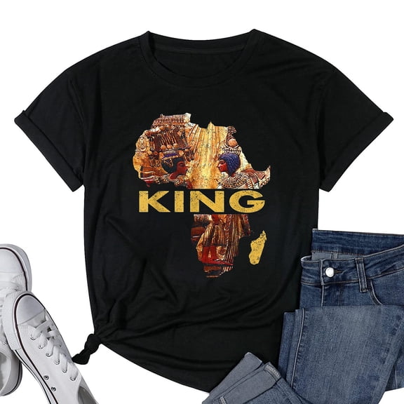 Womens KING HUSBAND MAN WITH EGYPTIAN AFRICAN COUPLE T-Shirt Black Medium