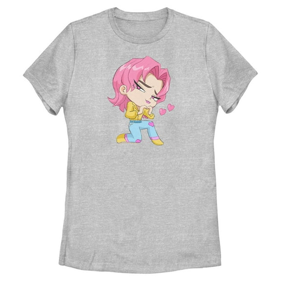 Womens KPop Demon Hunters Chibi Romance Heart T Shirt