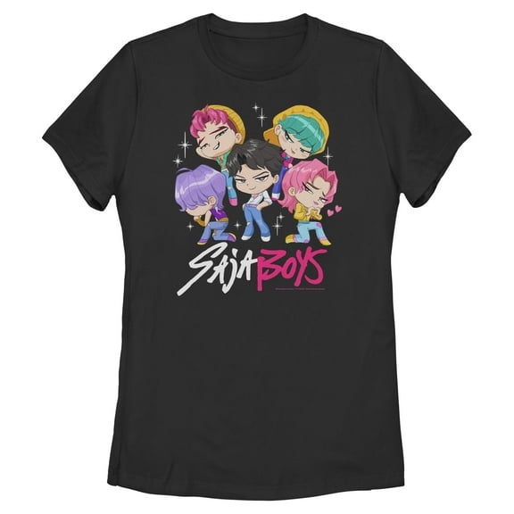 Womens KPop Demon Hunters Saja Boys Chibi Group T Shirt