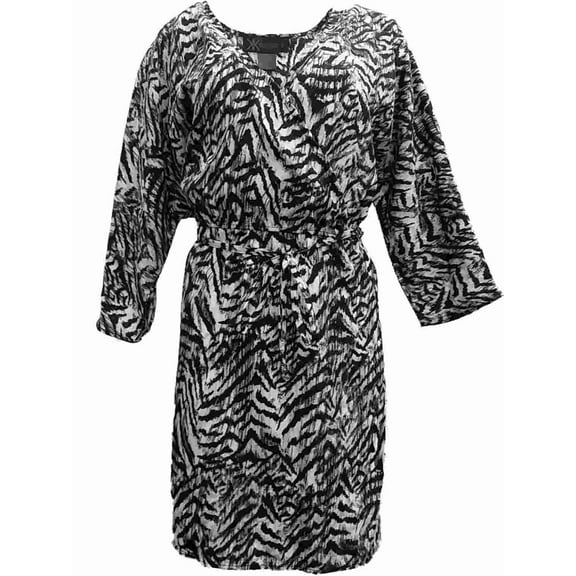 Womens Kardashian Kollection Gray Black Zebra Animal Print Tunic Dress Large