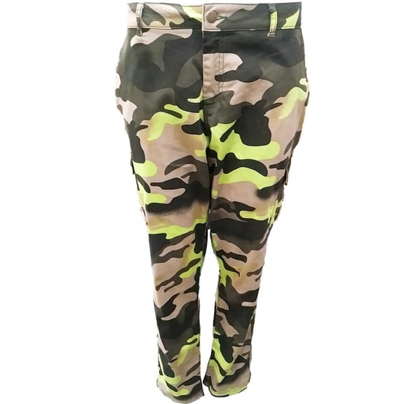 Womens Kardashian Kollection Green Camo Denim 5 Pocket Camouflage Jean