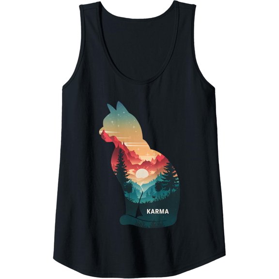 Womens Karma Cat Music Teens Concert Outfit Youth Karma Tank Top Size S-3XL