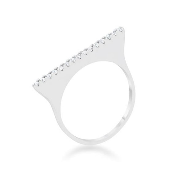Womens Karolina 0.2 CT Cubic Zirconia Rhodium Contemporary Simple Ring - Size 8