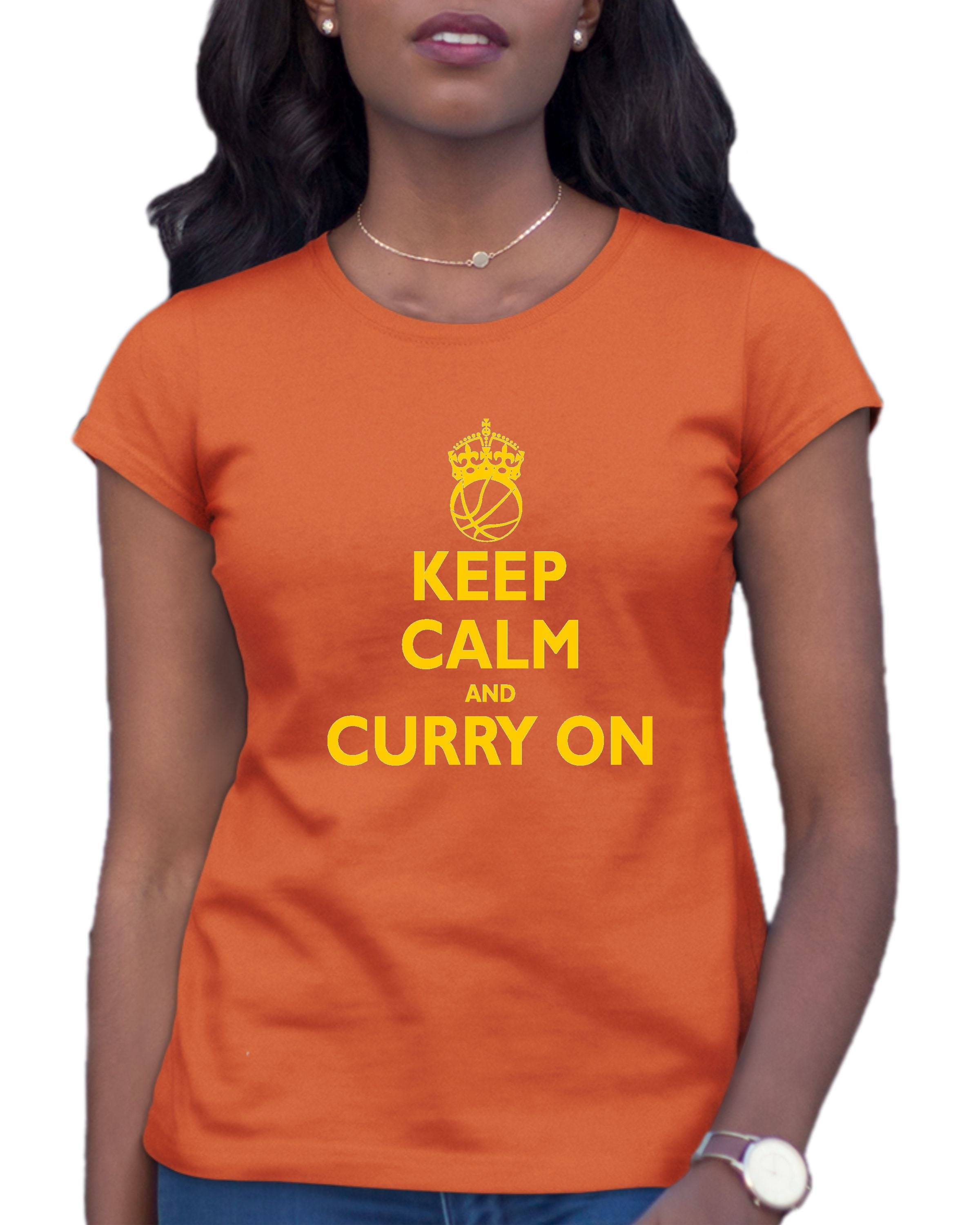 Womens Keep Calm And Curry On T-Shirt