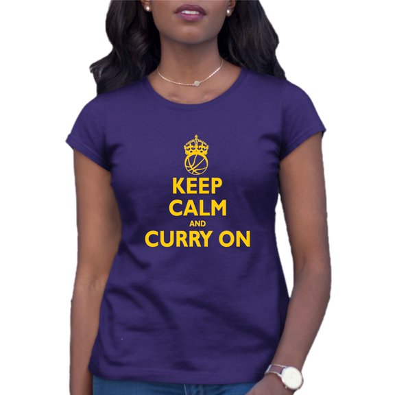 Womens Keep Calm And Curry On T-Shirt