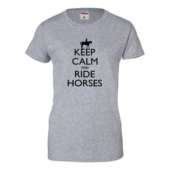 Womens Keep Calm And Ride Horses Equestrian Horse Lovers T-Shirt