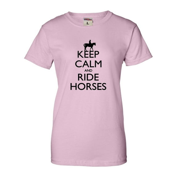 Womens Keep Calm And Ride Horses Equestrian Horse Lovers T-Shirt