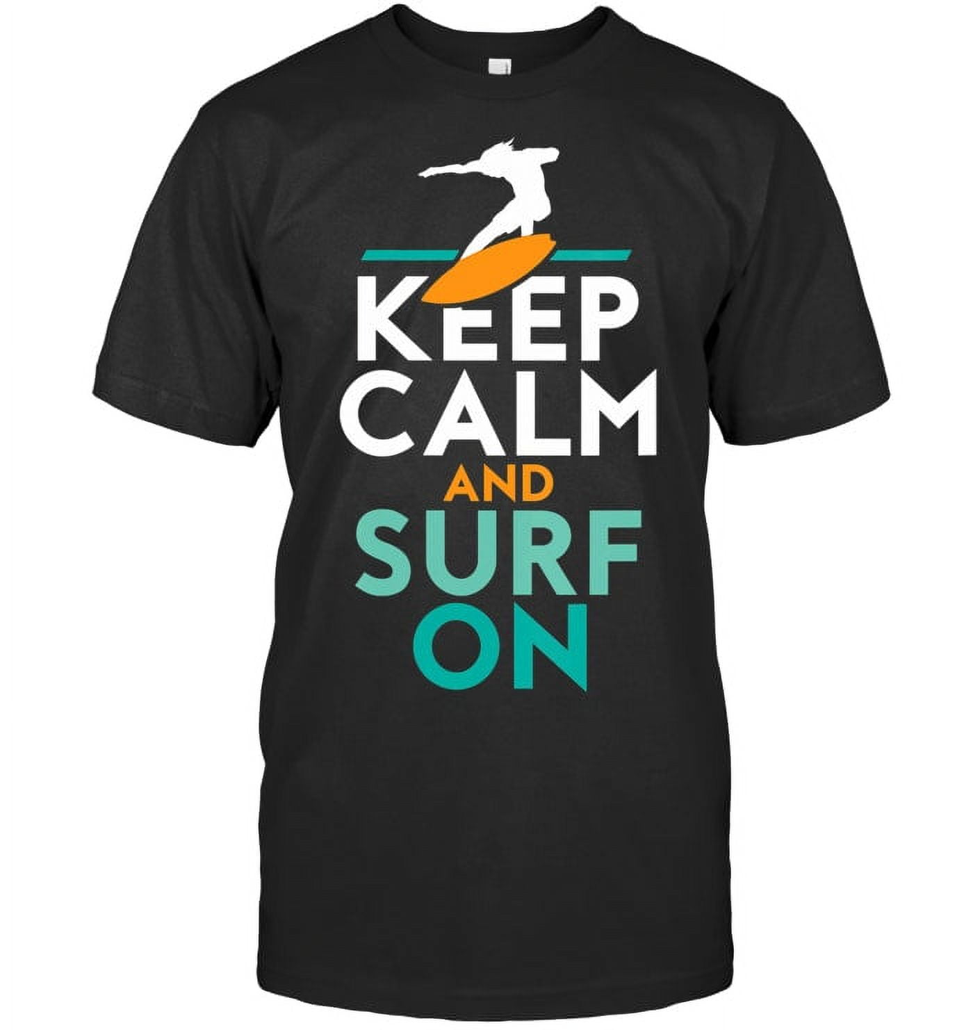Womens Keep Calm And Surf On Funny Summer Surfing Surfer Beach Vneck