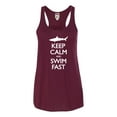 thumbnail image 1 of Womens Keep Calm And Swim Fast Funny Shark Lovers Flowy Racerback Tank Top T-Shirt, 1 of 1