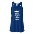 thumbnail image 1 of Womens Keep Calm And Swim Fast Funny Shark Lovers Flowy Racerback Tank Top T-Shirt, 1 of 1