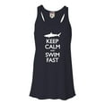 thumbnail image 1 of Womens Keep Calm And Swim Fast Funny Shark Lovers Flowy Racerback Tank Top T-Shirt, 1 of 1