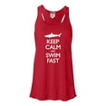 thumbnail image 1 of Womens Keep Calm And Swim Fast Funny Shark Lovers Flowy Racerback Tank Top T-Shirt, 1 of 1