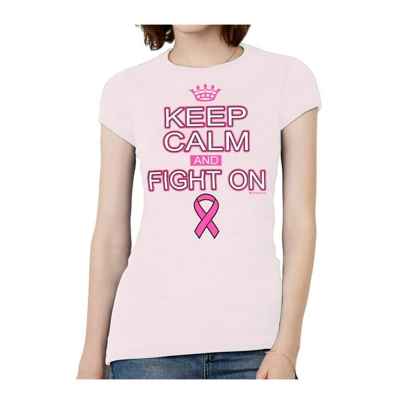 Womens Keep Calm and Fight On Short-Sleeve T-Shirt - Light Pink - X-Large