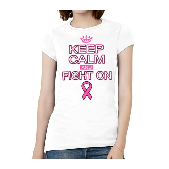 Womens Keep Calm and Fight On Short-Sleeve T-Shirt - White - Large