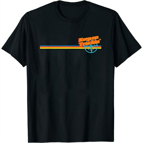Womens Keep On Trucking Retro Vintage 70S T-Shirt Black Small