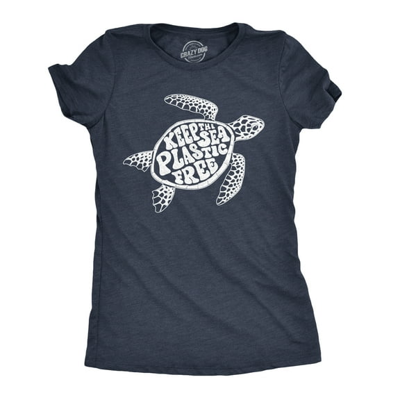 Womens Keep The Sea Plastic Fre T Shirt Cute Sea Turtle Earth Day  Tee Womens Graphic Tees