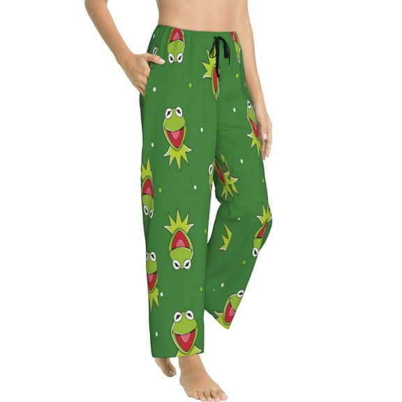 Womens Ke-Rmit The Fro Pajama Pants Soft Lightweight Pajama Pants Cartoon Pajama Bottoms