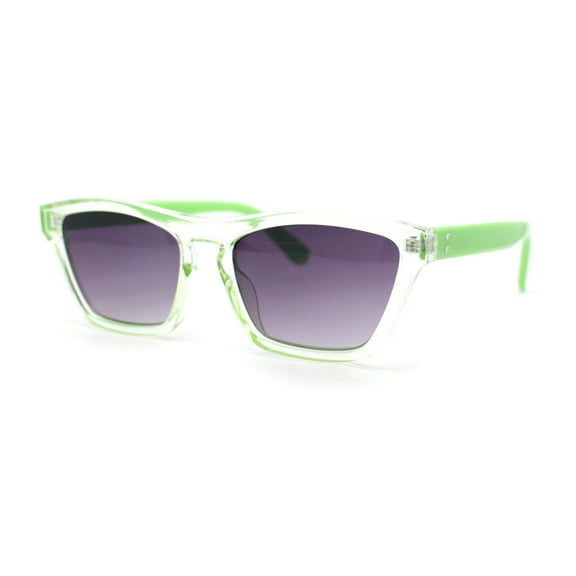 Womens Keyhole Bridge Cat Eye Horn Rim Hipster Sunglasses Clear Green - Smoke