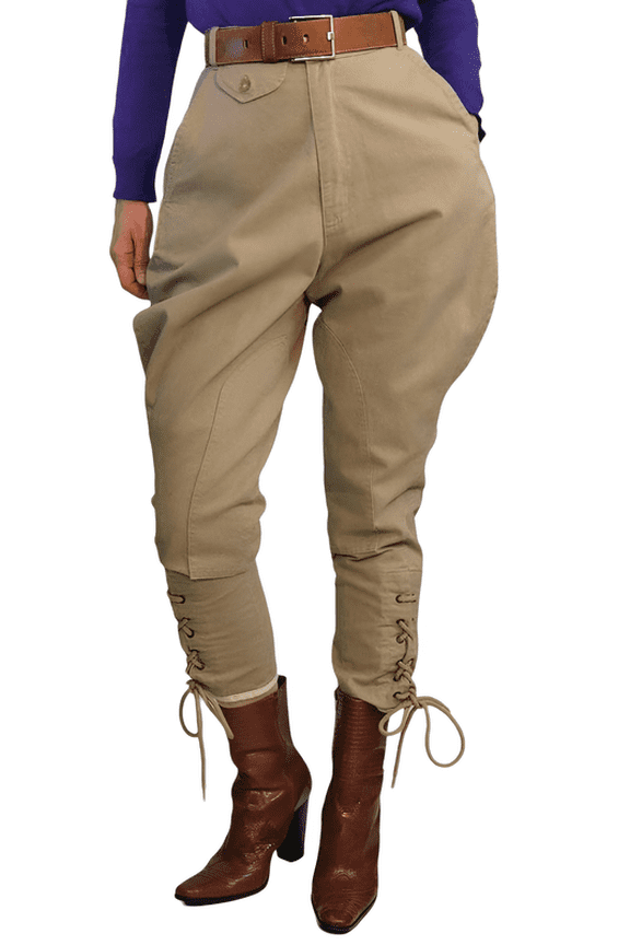 Womens Khaki Baggy Breeches Horse Riding Hunting Trousers Polo Pants
