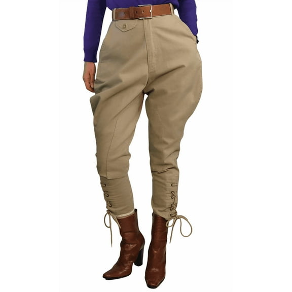 Womens Khaki Baggy Breeches Horse Riding Hunting Trousers Polo Pants