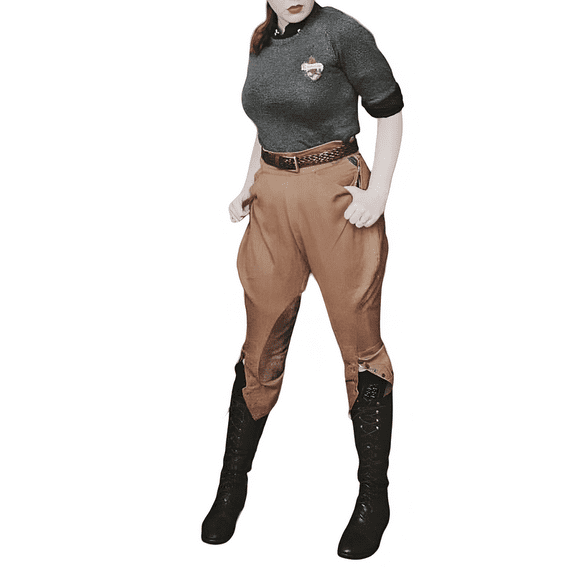 Womens Khaki Baggy Cropped Breeches Horse Riding Hunting Trousers